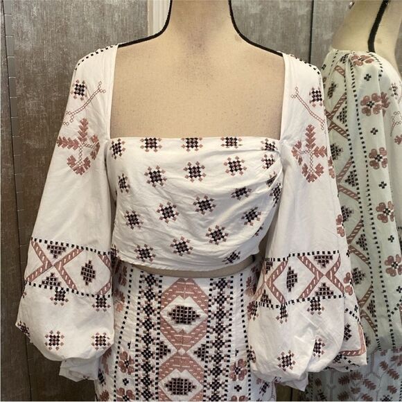 ASOS 100% cotton Two-Piece embroidered skirt Set, US4 - Picture 8 of 16